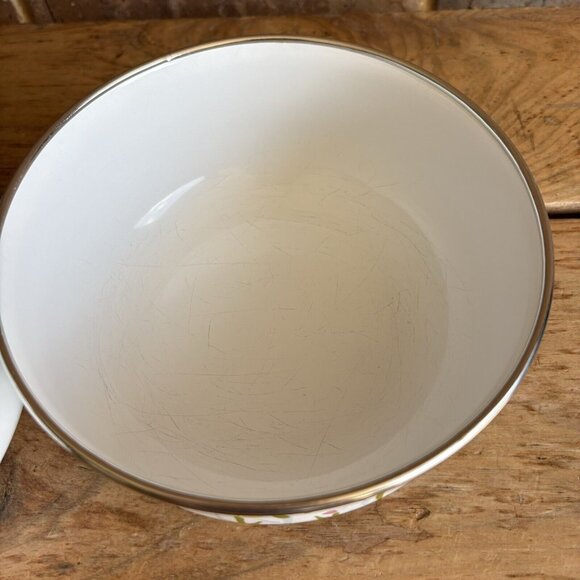 Vintage Enamelware Nesting Mixing Bowls Yellow Flowers Tulips READ - Picture 3 of 10